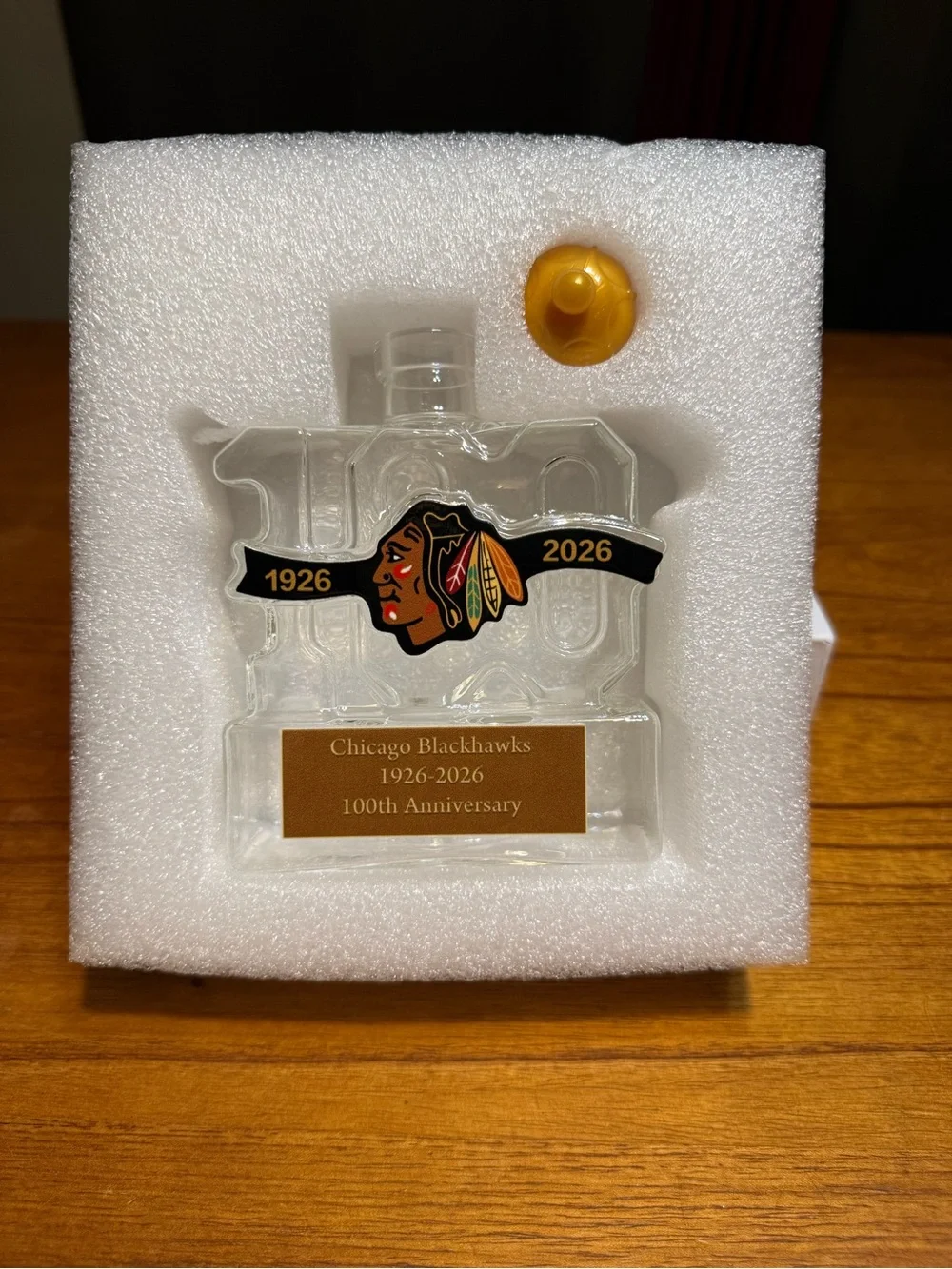 Chicago Blackhawks 100th Anniversary Whiskey Bottle